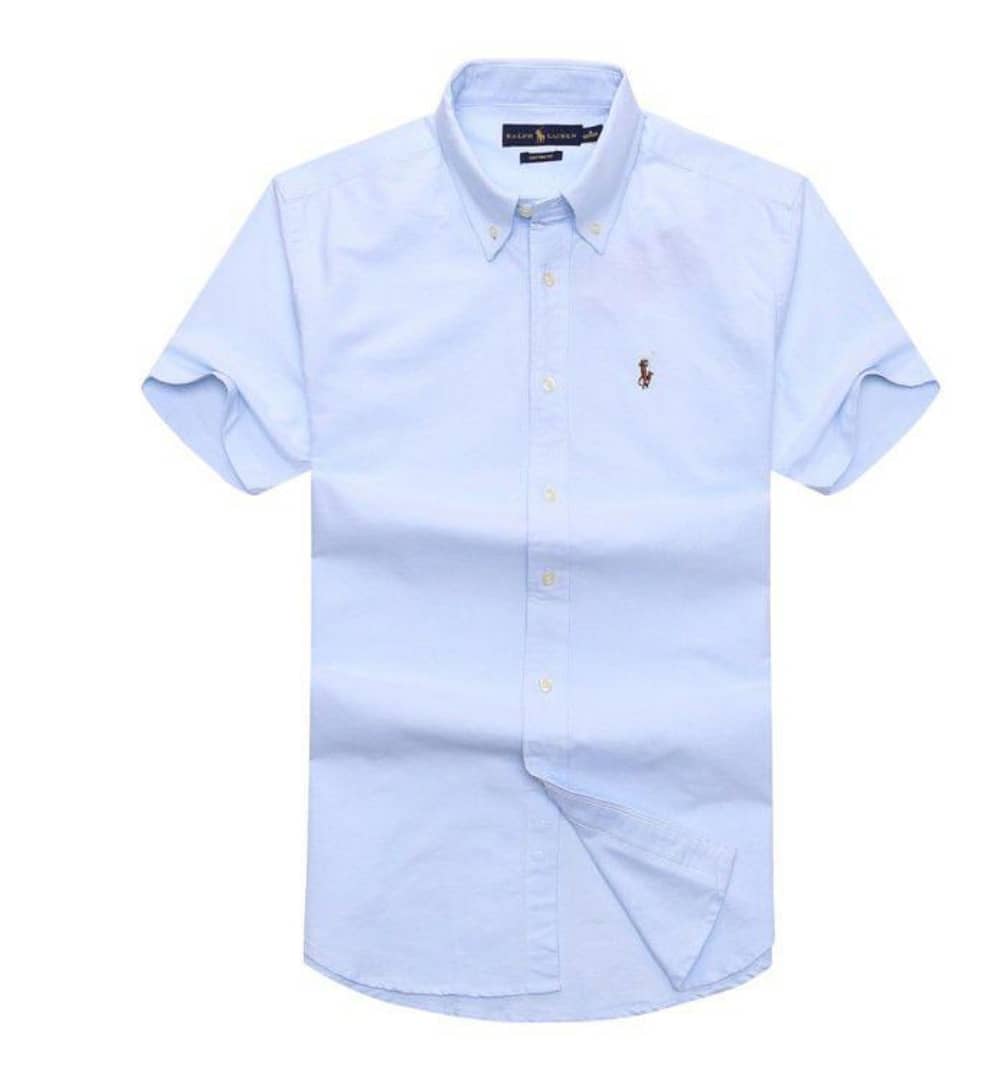 #Ralph light blue short-sleeved button-up shirt